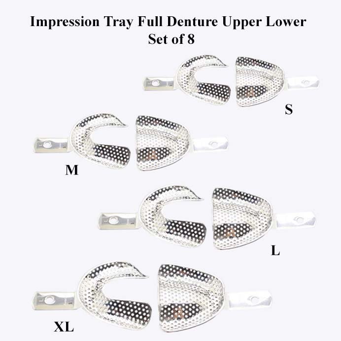 Dental Impression Trays, Full Denture Perforated Set Of 8-S,M,L,XL Upper Lower - Image 2