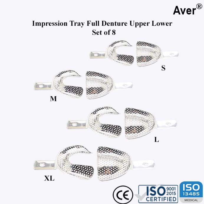 Dental Impression Trays, Full Denture Perforated Set Of 8-S,M,L,XL Upper Lower - Image 3