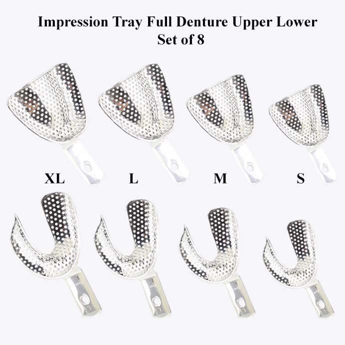 Dental Impression Trays, Full Denture Perforated Set Of 8-S,M,L,XL Upper Lower - Image 4